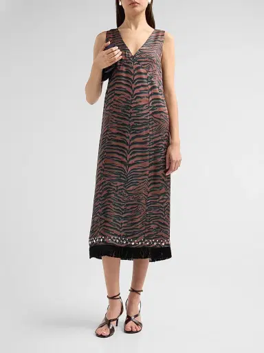 3.1 Phillip Lim Women's Tiger-Print Embellished Midi Dress | Thumbnail 2