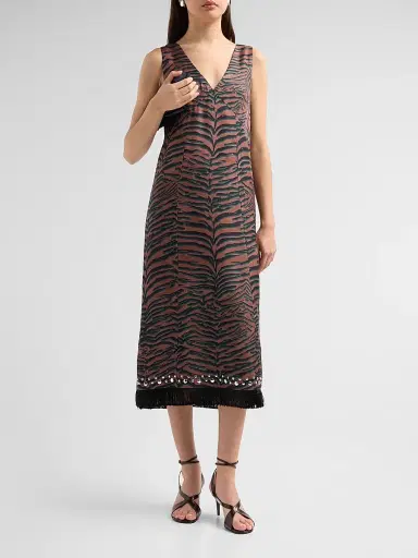 3.1 Phillip Lim Women's Tiger-Print Embellished Midi Dress | Thumbnail 4