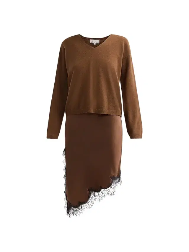Design History Women's Isa Wool Sweater & Satin Midi Dress - Espresso
