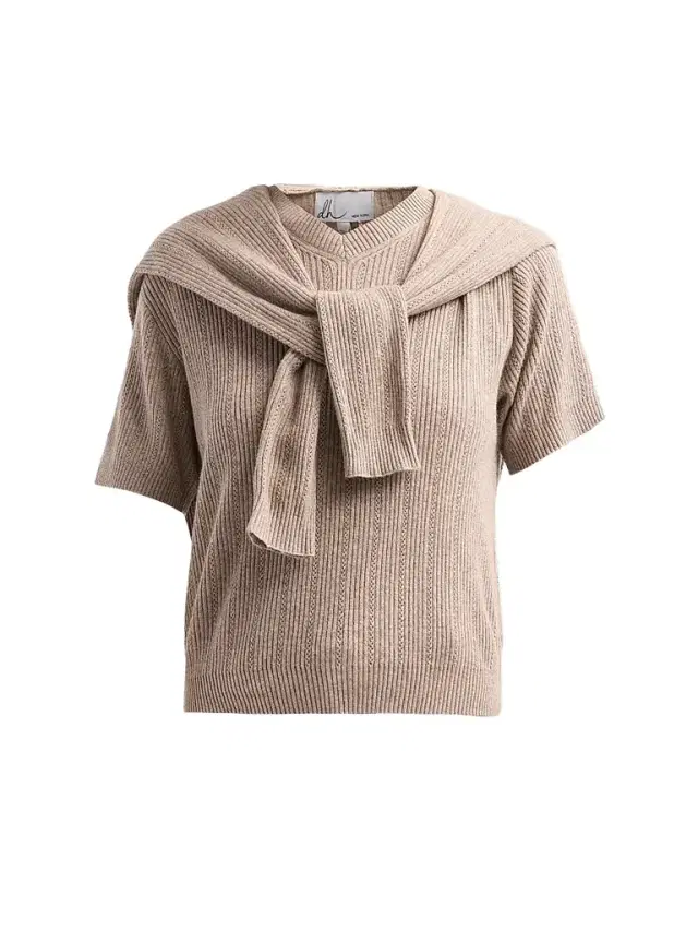 Design History Women's Jean Layered Knit Top - Sleet