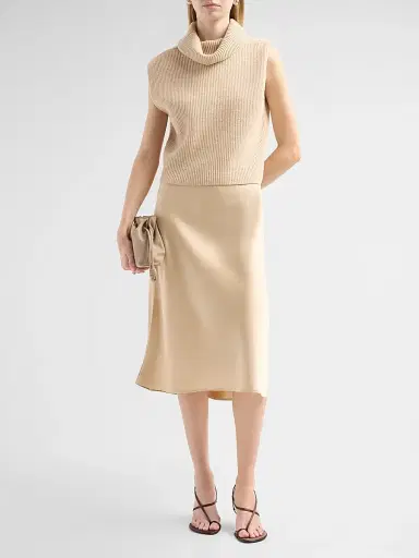 Design History Women's Jin Wool Sweater & Satin Midi Dress - Oat | Thumbnail 2 Design History Women's Jin Wool Sweater & Satin Midi Dress - Oat | Thumbnail 2