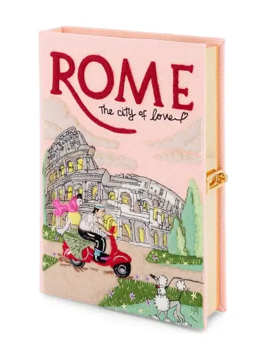 Olympia Le-Tan Women's Voyages Rome City Of Love Cotton-Silk Blend Clutch - Ballet | Thumbnail 2 Olympia Le-Tan Women's Voyages Rome City Of Love Cotton-Silk Blend Clutch - Ballet | Thumbnail 2