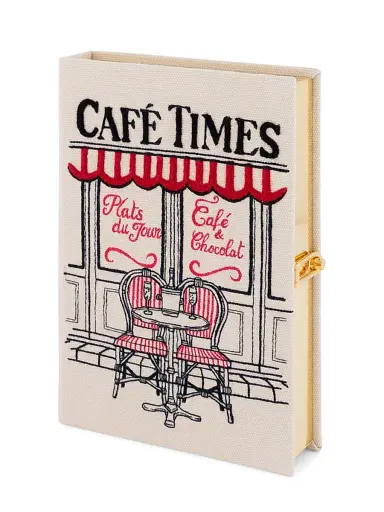 Olympia Le-Tan Women's Cafe Times Embroidered Silk Book Clutch | Thumbnail 2 Olympia Le-Tan Women's Cafe Times Embroidered Silk Book Clutch | Thumbnail 2