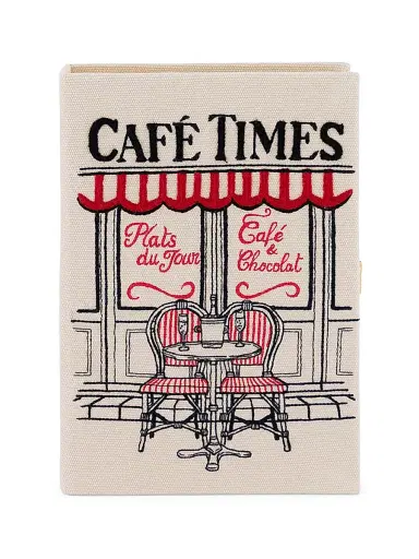 Olympia Le-Tan Women's Cafe Times Embroidered Silk Book Clutch | Thumbnail 1 Olympia Le-Tan Women's Cafe Times Embroidered Silk Book Clutch | Thumbnail 1