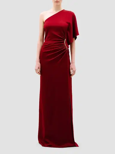 Silvia Tcherassi Women's Doli Satin Draped Column Gown - Burgundy - Size XL | Thumbnail 2