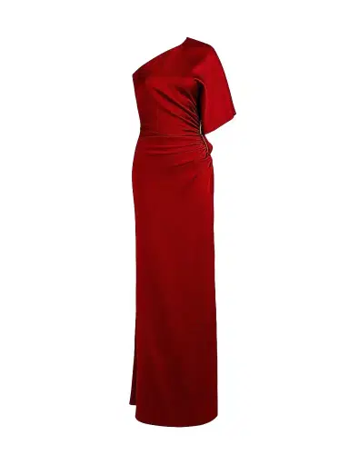 Silvia Tcherassi Women's Doli Satin Draped Column Gown - Burgundy - Size XL | Thumbnail 1
