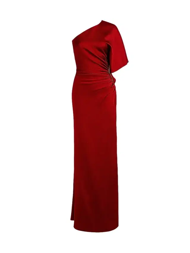 Silvia Tcherassi Women's Doli Satin Draped Column Gown - Burgundy - Size XL