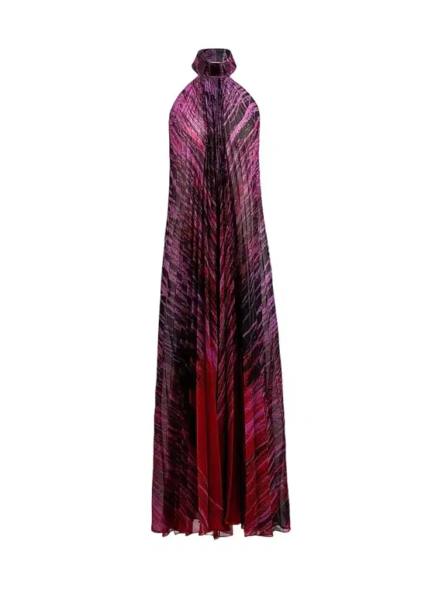 Silvia Tcherassi Women's Lucia Printed Chiffon Halter Maxi Dress - Abstract Plum - Size Large