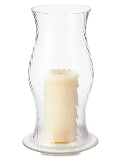 AERIN Milla Small Ceramic & Glass Hurricane - Clear Cream | Thumbnail 2