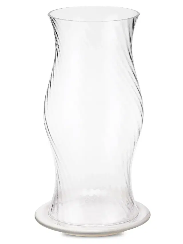 AERIN Milla Small Ceramic & Glass Hurricane - Clear Cream