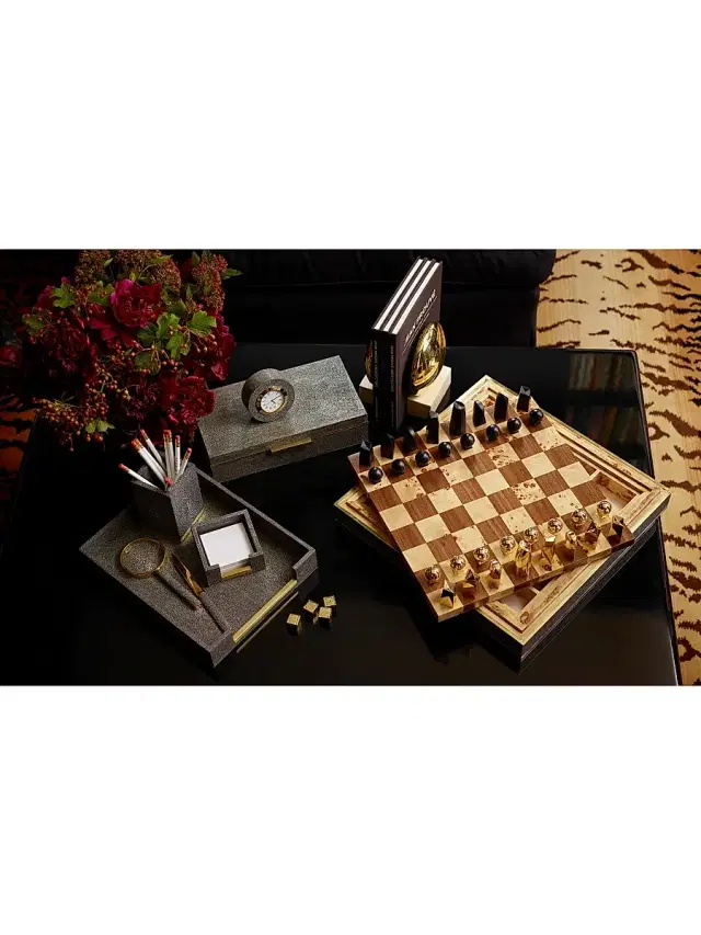 AERIN Shagreen Chess Set