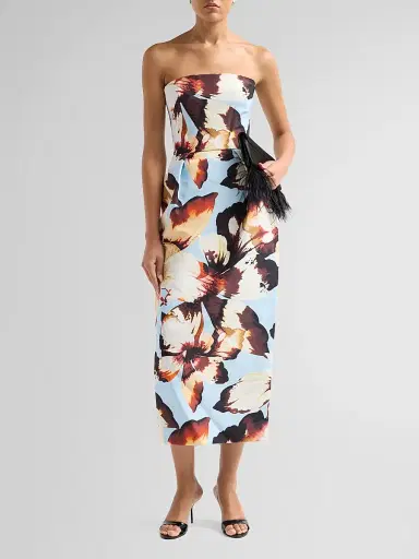 MONIQUE LHUILLIER Women's Floral Silk Faille Strapless Cocktail Dress - Breeze Multi | Thumbnail 2
