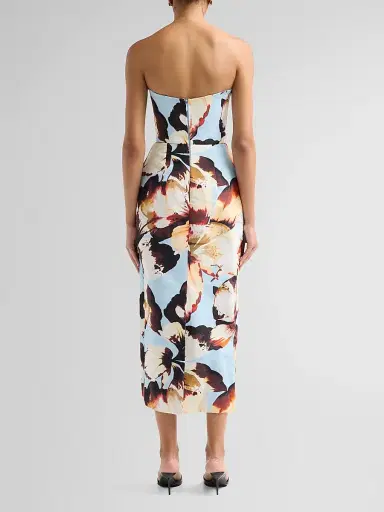 MONIQUE LHUILLIER Women's Floral Silk Faille Strapless Cocktail Dress - Breeze Multi | Thumbnail 3