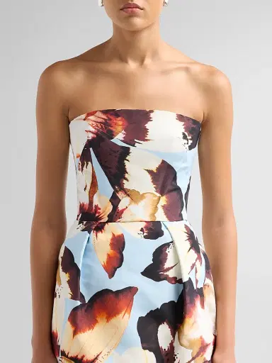 MONIQUE LHUILLIER Women's Floral Silk Faille Strapless Cocktail Dress - Breeze Multi | Thumbnail 5