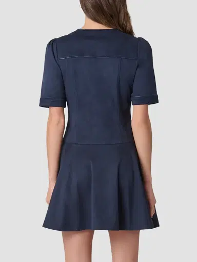 Shoshanna Women's Merina Mix Media Mini Dress - Navy | Thumbnail 3