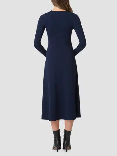 Shoshanna Women's Harrison O-Ring Wrap Midi Dress - Navy | Thumbnail 3