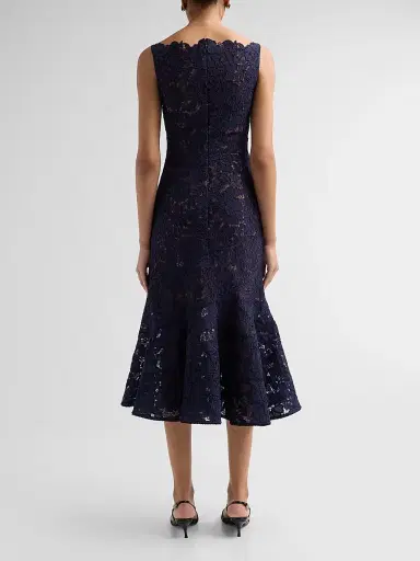 Self-Portrait Women's Spiral Lace Midi Dress - Navy - Size 12 | Thumbnail 3