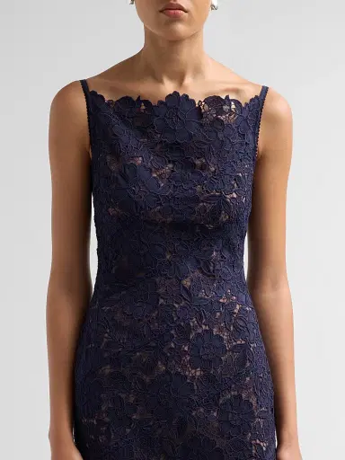Self-Portrait Women's Spiral Lace Midi Dress - Navy - Size 12 | Thumbnail 5