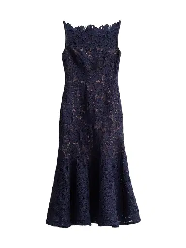 Self-Portrait Women's Spiral Lace Midi Dress - Navy - Size 12 | Thumbnail 1