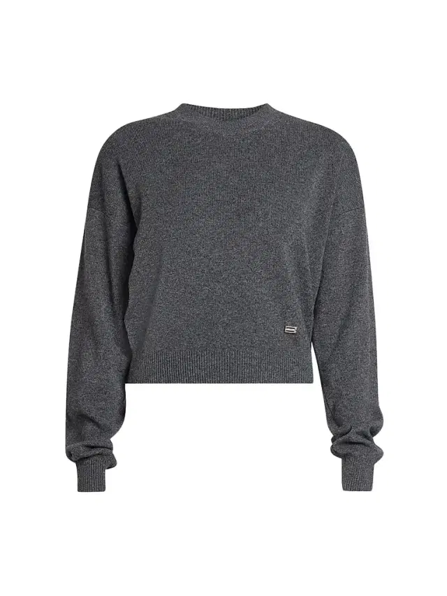 Women's Wool-Blend Crewneck Sweater - Dark Grey Marl