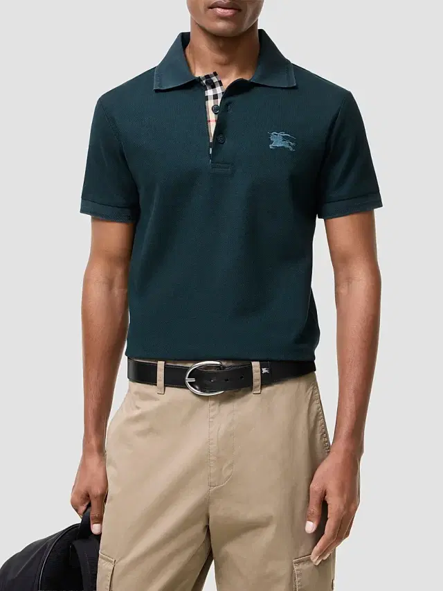 Burberry Men's Eddie EKD Cotton Polo Shirt - Teal Blue