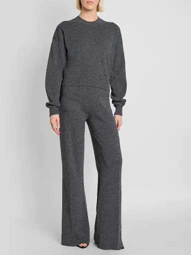 Victoria Beckham Women's Alina Wool-Blend Pants - Dark Grey Marl | Thumbnail 2