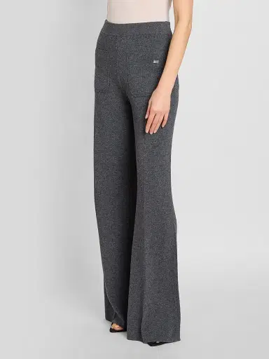 Victoria Beckham Women's Alina Wool-Blend Pants - Dark Grey Marl | Thumbnail 4