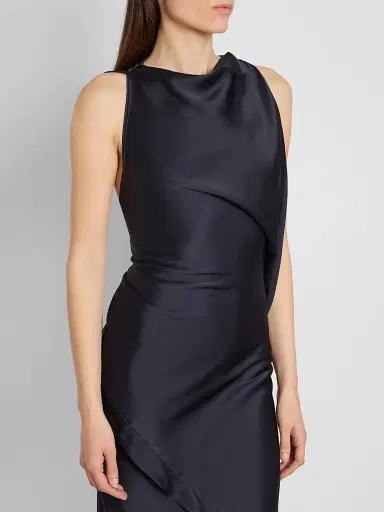 Victoria Beckham Women's Kyra Satin Asymmetric Midi Dress - Midnight - Size 0 | Thumbnail 5 Victoria Beckham Women's Kyra Satin Asymmetric Midi Dress - Midnight - Size 0 | Thumbnail 5
