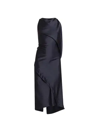 Victoria Beckham Women's Kyra Satin Asymmetric Midi Dress - Midnight - Size 0 | Thumbnail 1 Victoria Beckham Women's Kyra Satin Asymmetric Midi Dress - Midnight - Size 0 | Thumbnail 1