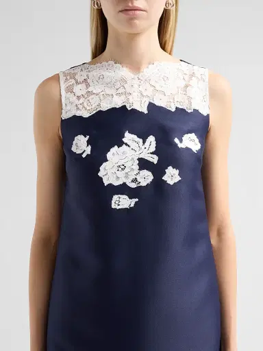 Self-Portrait Women's Lace & Taffeta Mini Dress - Navy - Size 12 | Thumbnail 5
