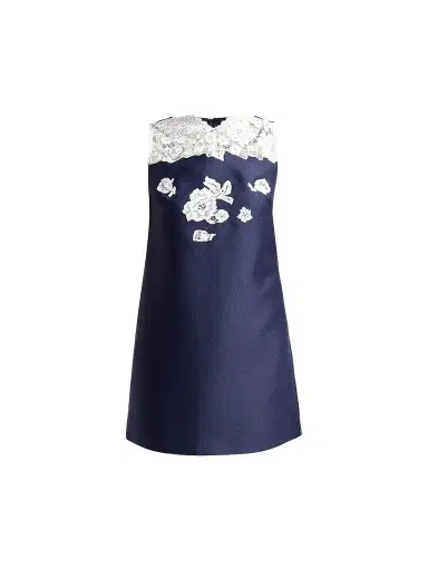 Self-Portrait Women's Lace & Taffeta Mini Dress - Navy - Size 12 | Thumbnail 1