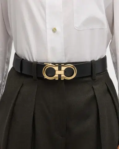 Ferragamo Gancini Reversible Brown Leather & Brass Belt | Thumbnail 2 Ferragamo Gancini Reversible Brown Leather & Brass Belt | Thumbnail 2