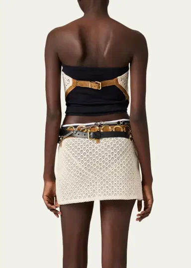 Miu Miu Strapless Crochet Knit Bandana Top | Thumbnail 3