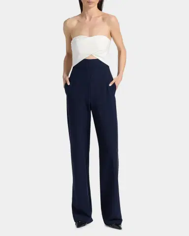 BLACK HALO Jada Two-Tone Strapless Cutout Jumpsuit | Thumbnail 4