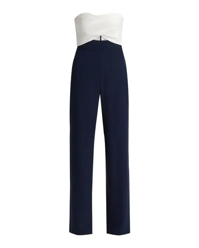 BLACK HALO Jada Two-Tone Strapless Cutout Jumpsuit