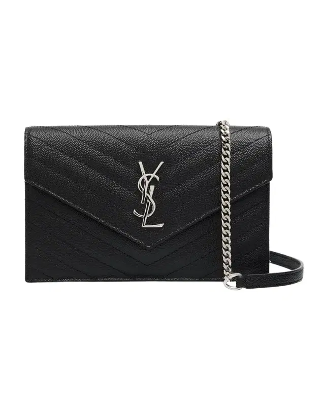 Saint Laurent Cassandre YSL Shoulder Bag in Chevron Quilted Leather