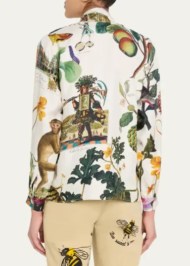 Libertine Hollyhock Floral Silk Slim Tie Keith Blouse | Thumbnail 3