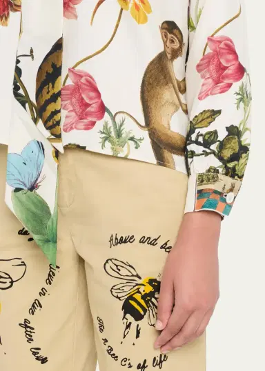 Libertine Hollyhock Floral Silk Slim Tie Keith Blouse | Thumbnail 5