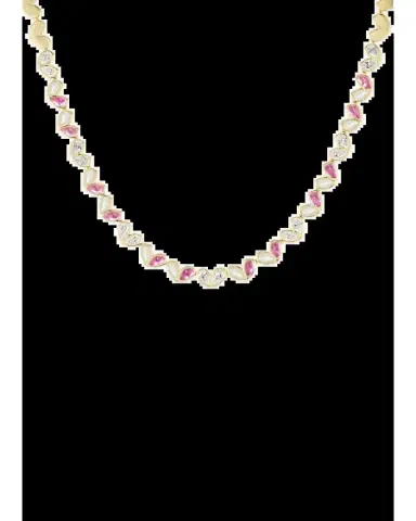 GEMELLA JEWELS 18K Yellow Gold Diamond and Pink Sapphire Necklace | Thumbnail 2 GEMELLA JEWELS 18K Yellow Gold Diamond and Pink Sapphire Necklace | Thumbnail 2