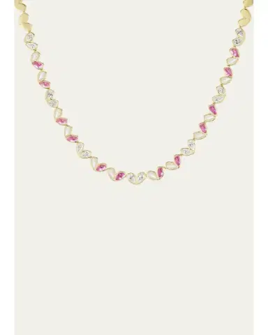 GEMELLA JEWELS 18K Yellow Gold Diamond and Pink Sapphire Necklace | Thumbnail 1 GEMELLA JEWELS 18K Yellow Gold Diamond and Pink Sapphire Necklace | Thumbnail 1