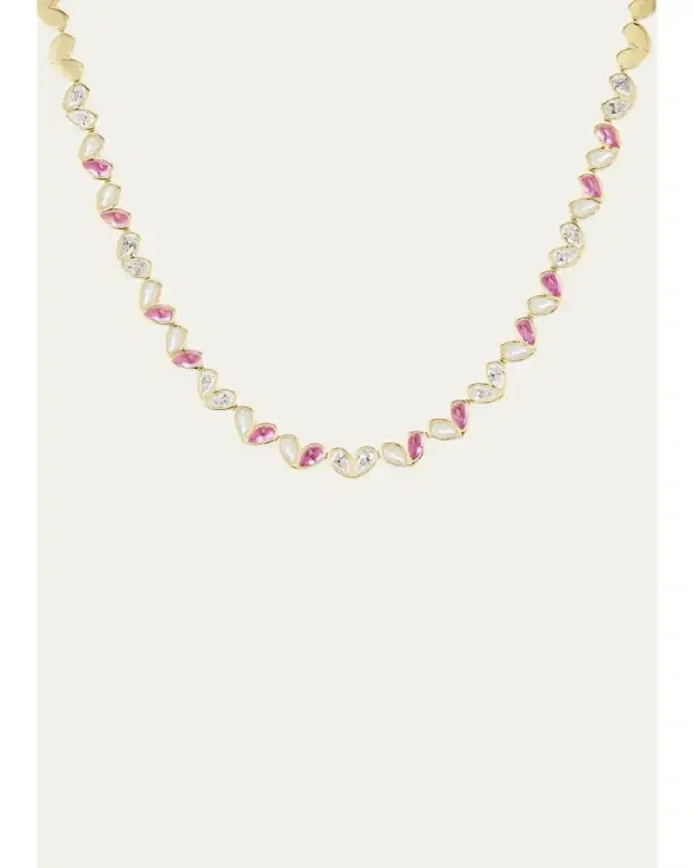 GEMELLA JEWELS 18K Yellow Gold Diamond and Pink Sapphire Necklace
