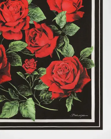 Dolce & Gabbana Rose-Print Silk Twill Scarf | Thumbnail 2