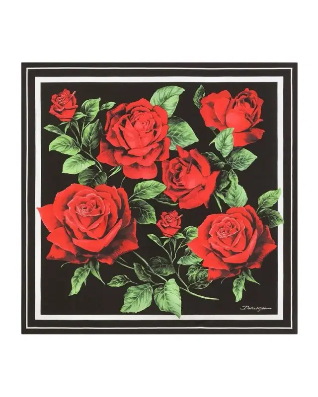 Dolce & Gabbana Rose-Print Silk Twill Scarf