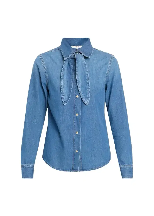 Frame The Clementine Denim Tie-Neck Shirt