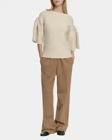 Malo Wool-Cashmere Knit Puff-Sleeve Top | Thumbnail 2
