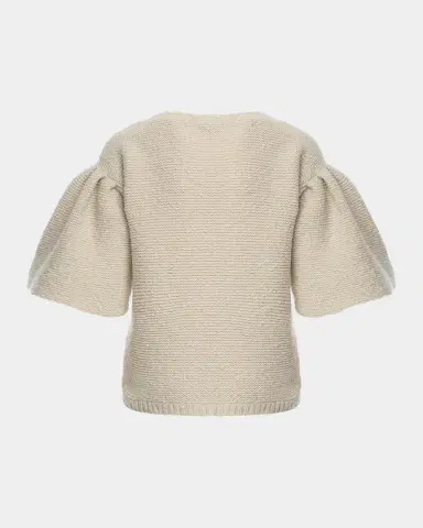 Malo Wool-Cashmere Knit Puff-Sleeve Top | Thumbnail 4