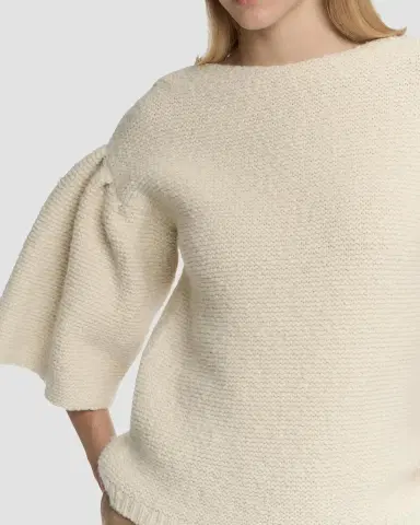 Malo Wool-Cashmere Knit Puff-Sleeve Top | Thumbnail 5