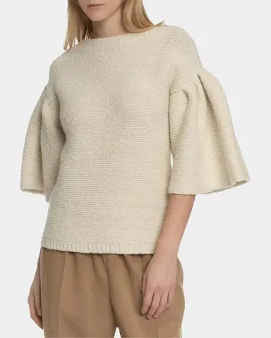 Malo Wool-Cashmere Knit Puff-Sleeve Top | Thumbnail 7