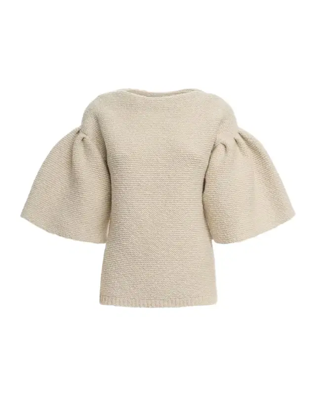 Malo Wool-Cashmere Knit Puff-Sleeve Top