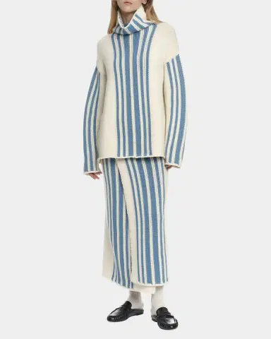 Malo Striped Wool-Cashmere Oversized Turtleneck | Thumbnail 2